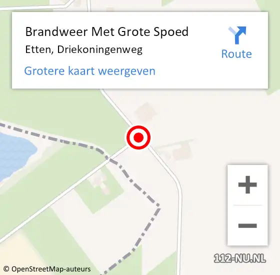 Locatie op kaart van de 112 melding: Brandweer Met Grote Spoed Naar Etten, Driekoningenweg op 20 februari 2015 14:10