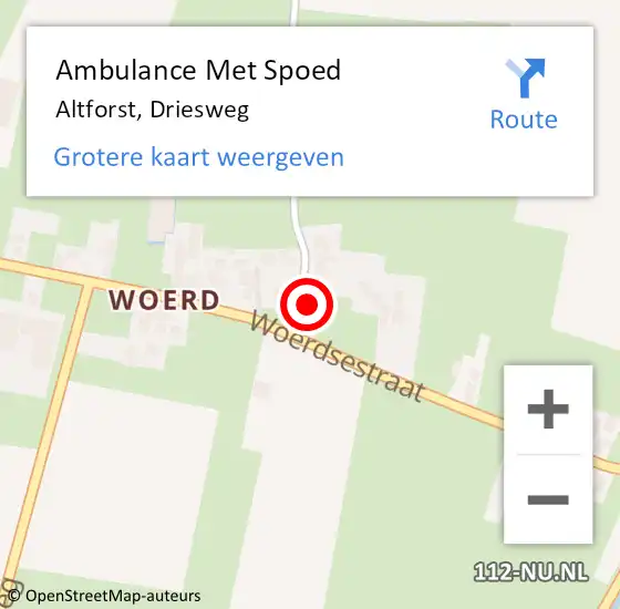 Locatie op kaart van de 112 melding: Ambulance Met Spoed Naar Altforst, Driesweg op 20 februari 2015 14:13