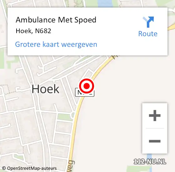 Locatie op kaart van de 112 melding: Ambulance Met Spoed Naar Hoek, N682 op 30 oktober 2013 13:22