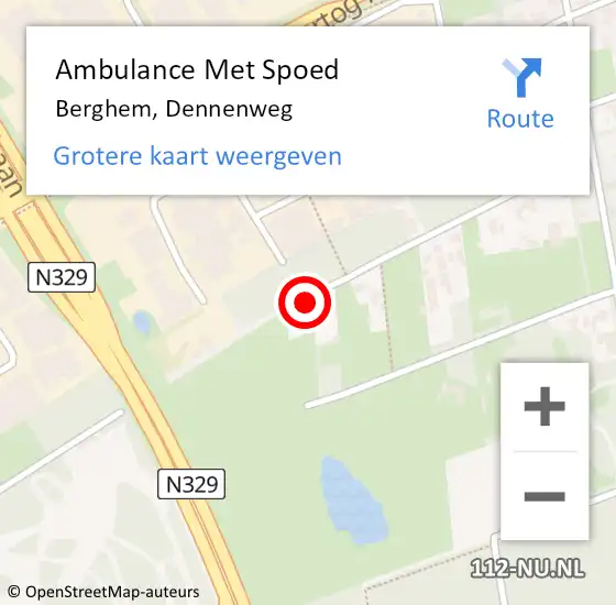 Locatie op kaart van de 112 melding: Ambulance Met Spoed Naar Berghem, Dennenweg op 30 oktober 2013 13:22