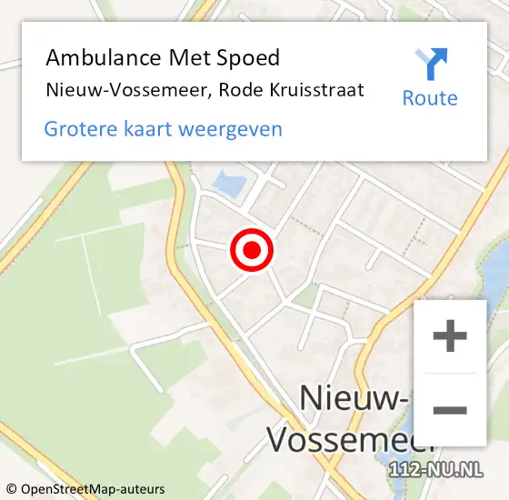 Locatie op kaart van de 112 melding: Ambulance Met Spoed Naar Nieuw-Vossemeer, Rode Kruisstraat op 20 februari 2015 14:37