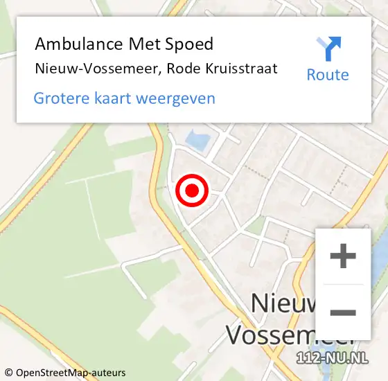 Locatie op kaart van de 112 melding: Ambulance Met Spoed Naar Nieuw-Vossemeer, Rode Kruisstraat op 20 februari 2015 14:40