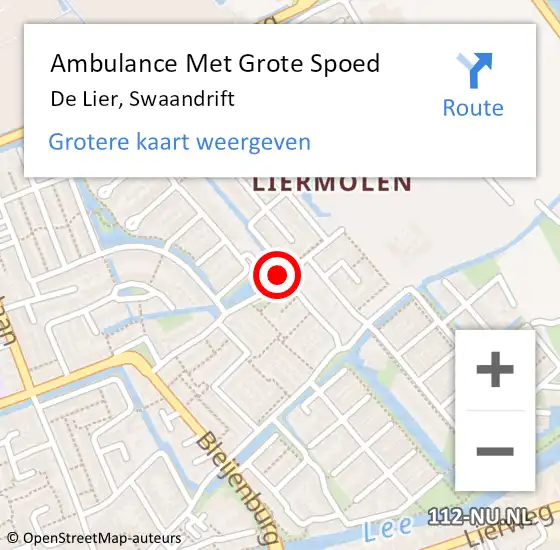 Locatie op kaart van de 112 melding: Ambulance Met Grote Spoed Naar De Lier, Swaandrift op 20 februari 2015 14:42