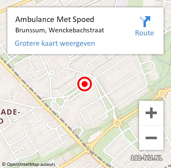 Locatie op kaart van de 112 melding: Ambulance Met Spoed Naar Brunssum, Wenckebachstraat op 20 februari 2015 15:13