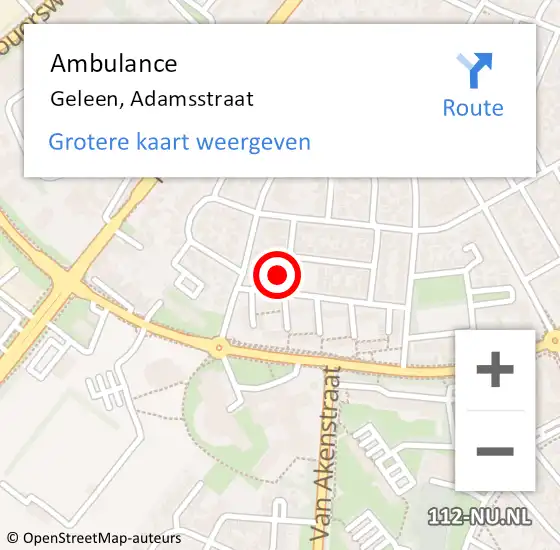 Locatie op kaart van de 112 melding: Ambulance Geleen, Adamsstraat op 20 februari 2015 15:44