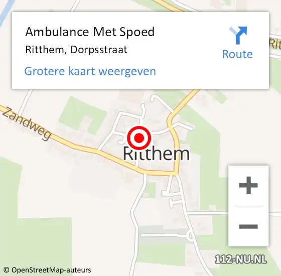 Locatie op kaart van de 112 melding: Ambulance Met Spoed Naar Ritthem, Dorpsstraat op 20 februari 2015 16:07