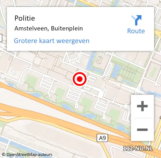 Locatie op kaart van de 112 melding: Politie Amstelveen, Buitenplein op 20 februari 2015 16:49