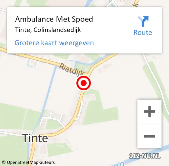 Locatie op kaart van de 112 melding: Ambulance Met Spoed Naar Tinte, Colinslandsedijk op 20 februari 2015 17:11