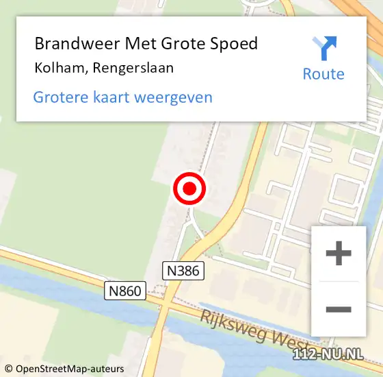 Locatie op kaart van de 112 melding: Brandweer Met Grote Spoed Naar Kolham, Rengerslaan op 20 februari 2015 18:43