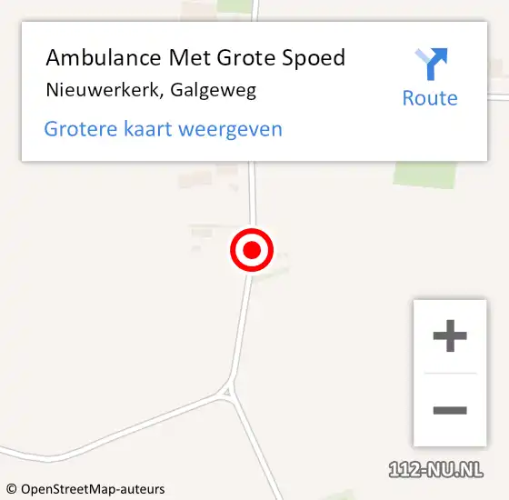 Locatie op kaart van de 112 melding: Ambulance Met Grote Spoed Naar Nieuwerkerk, Galgeweg op 20 februari 2015 19:01