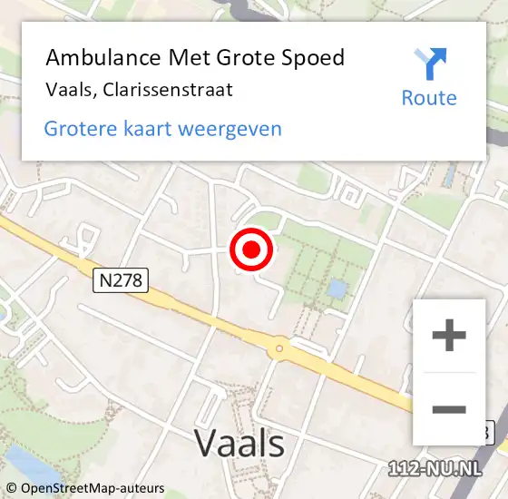 Locatie op kaart van de 112 melding: Ambulance Met Grote Spoed Naar Vaals, Clarissenstraat op 20 februari 2015 19:21