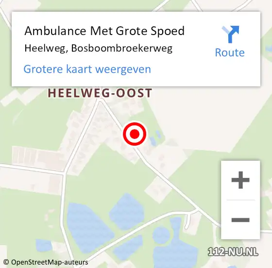 Locatie op kaart van de 112 melding: Ambulance Met Grote Spoed Naar Heelweg, Bosboombroekerweg op 20 februari 2015 20:33