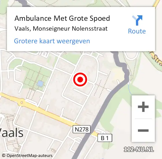 Locatie op kaart van de 112 melding: Ambulance Met Grote Spoed Naar Vaals, Monseigneur Nolensstraat op 20 februari 2015 20:49