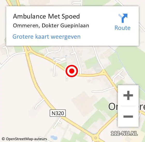 Locatie op kaart van de 112 melding: Ambulance Met Spoed Naar Ommeren, Dokter Guepinlaan op 20 februari 2015 20:55