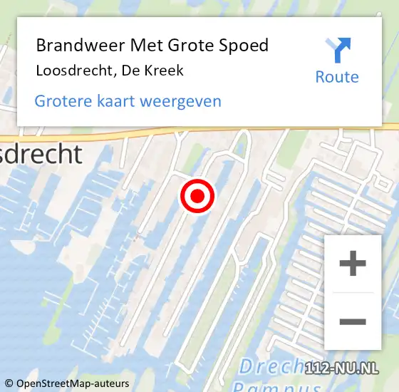 Locatie op kaart van de 112 melding: Brandweer Met Grote Spoed Naar Loosdrecht, De Kreek op 20 februari 2015 21:16