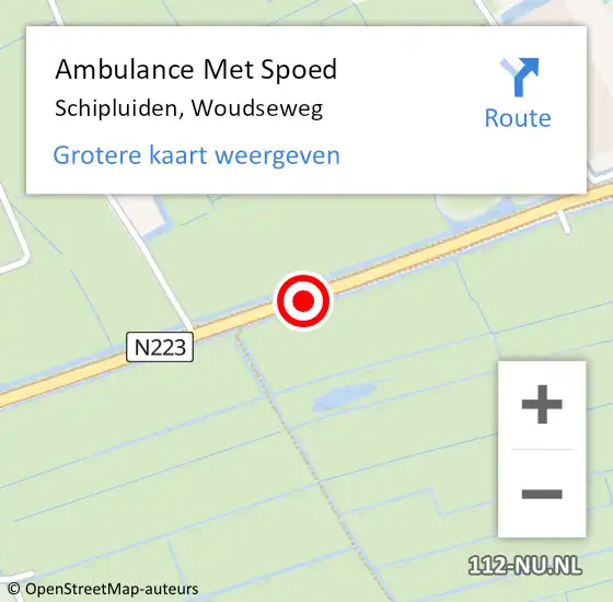 Locatie op kaart van de 112 melding: Ambulance Met Spoed Naar Schipluiden, Woudseweg op 20 februari 2015 21:24