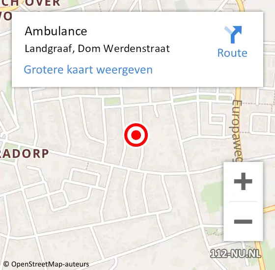 Locatie op kaart van de 112 melding: Ambulance Landgraaf, Dom Werdenstraat op 20 februari 2015 21:25