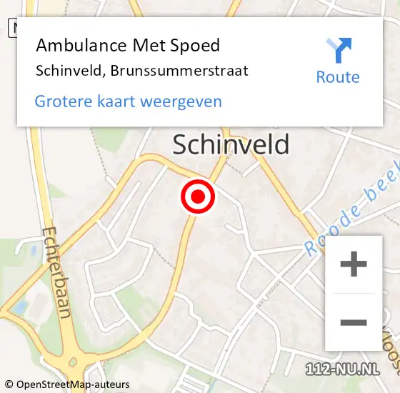 Locatie op kaart van de 112 melding: Ambulance Met Spoed Naar Schinveld, Brunssummerstraat op 20 februari 2015 21:32