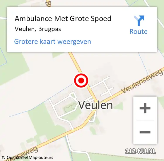 Locatie op kaart van de 112 melding: Ambulance Met Grote Spoed Naar Veulen, Brugpas op 20 februari 2015 22:28