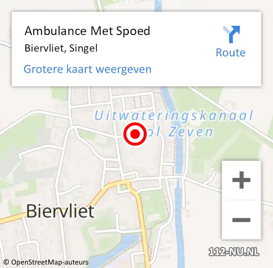 Locatie op kaart van de 112 melding: Ambulance Met Spoed Naar Biervliet, Singel op 20 februari 2015 22:29