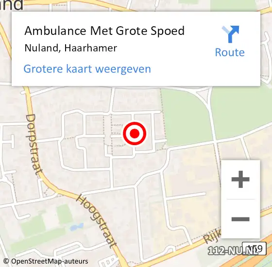 Locatie op kaart van de 112 melding: Ambulance Met Grote Spoed Naar Nuland, Haarhamer op 20 februari 2015 23:18