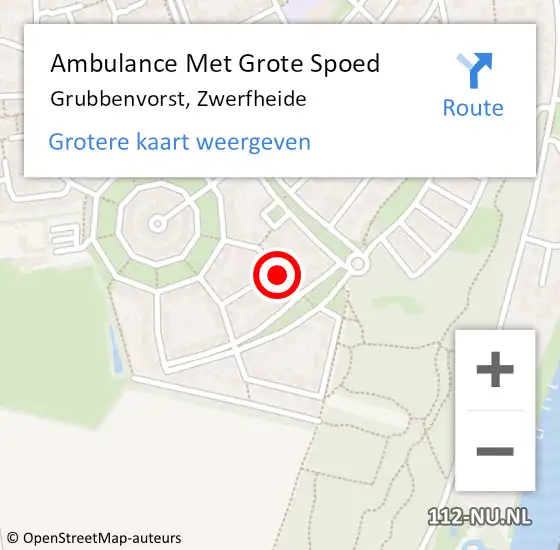 Locatie op kaart van de 112 melding: Ambulance Met Grote Spoed Naar Grubbenvorst, Zwerfheide op 20 februari 2015 23:29