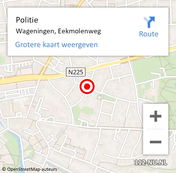 Locatie op kaart van de 112 melding: Politie Wageningen, Eekmolenweg op 20 februari 2015 23:38