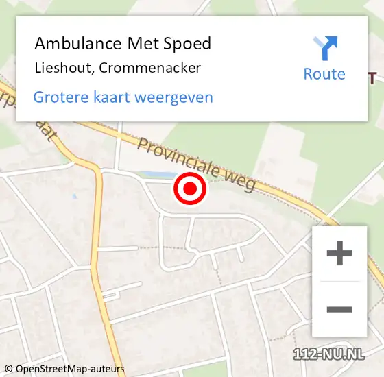 Locatie op kaart van de 112 melding: Ambulance Met Spoed Naar Lieshout, Crommenacker op 21 februari 2015 00:30