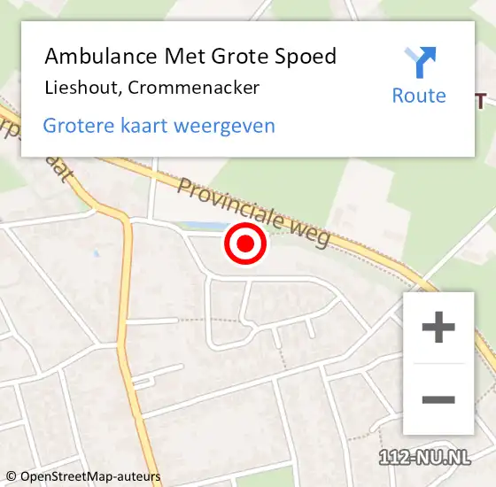 Locatie op kaart van de 112 melding: Ambulance Met Grote Spoed Naar Lieshout, Crommenacker op 21 februari 2015 00:41