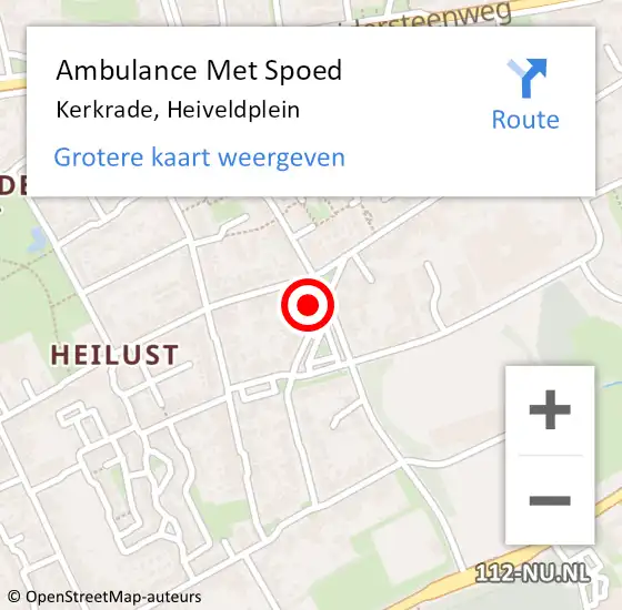 Locatie op kaart van de 112 melding: Ambulance Met Spoed Naar Kerkrade, Heiveldplein op 21 februari 2015 01:29