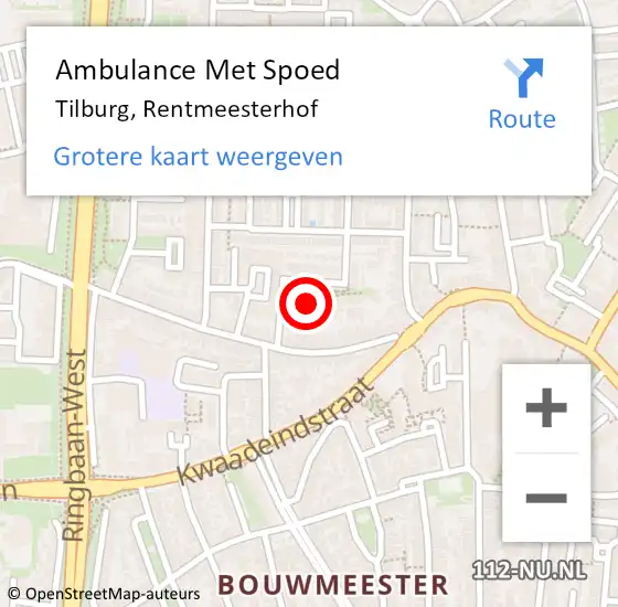 Locatie op kaart van de 112 melding: Ambulance Met Spoed Naar Tilburg, Rentmeesterhof op 21 februari 2015 02:28