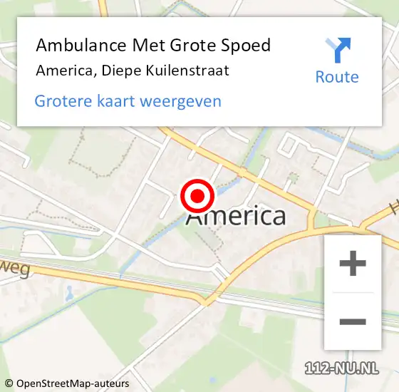 Locatie op kaart van de 112 melding: Ambulance Met Grote Spoed Naar America, Diepe Kuilenstraat op 30 oktober 2013 14:11