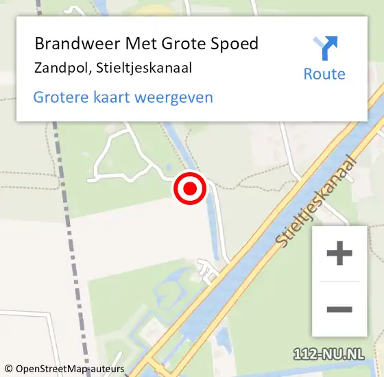 Locatie op kaart van de 112 melding: Brandweer Met Grote Spoed Naar Zandpol, Stieltjeskanaal op 21 februari 2015 04:09