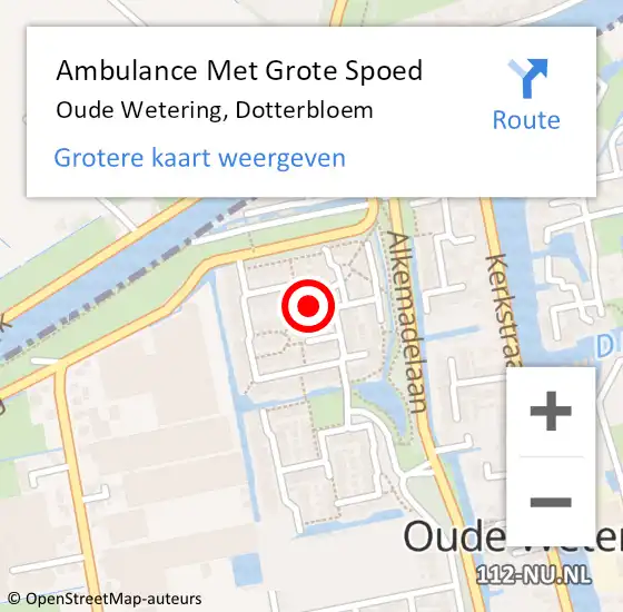 Locatie op kaart van de 112 melding: Ambulance Met Grote Spoed Naar Oude Wetering, Dotterbloem op 21 februari 2015 04:15