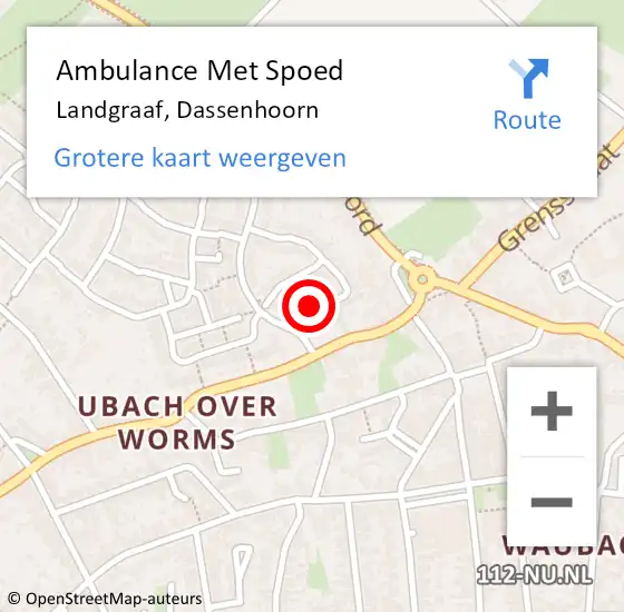 Locatie op kaart van de 112 melding: Ambulance Met Spoed Naar Landgraaf, Dassenhoorn op 21 februari 2015 05:19