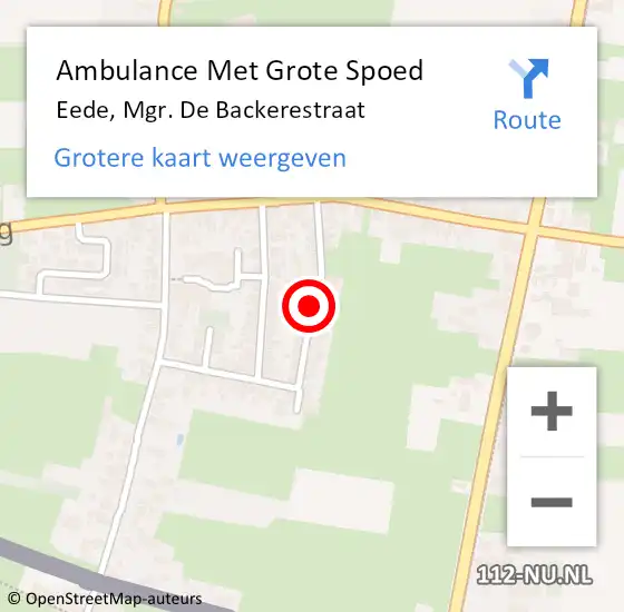 Locatie op kaart van de 112 melding: Ambulance Met Grote Spoed Naar Eede, Mgr. De Backerestraat op 21 februari 2015 05:59