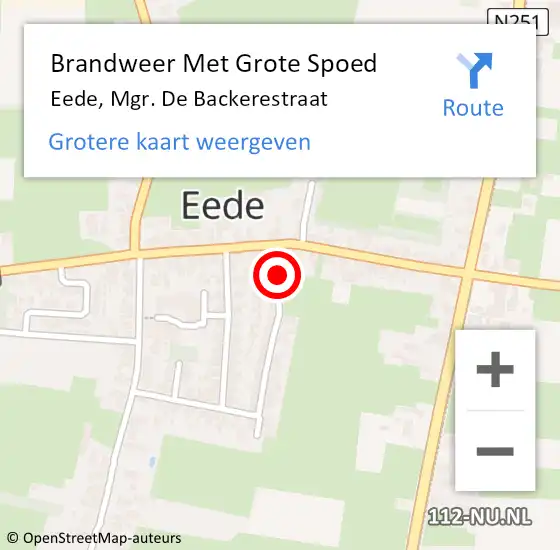 Locatie op kaart van de 112 melding: Brandweer Met Grote Spoed Naar Eede, Mgr. De Backerestraat op 21 februari 2015 06:20