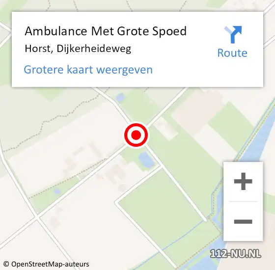 Locatie op kaart van de 112 melding: Ambulance Met Grote Spoed Naar Horst, Dijkerheideweg op 21 februari 2015 06:59