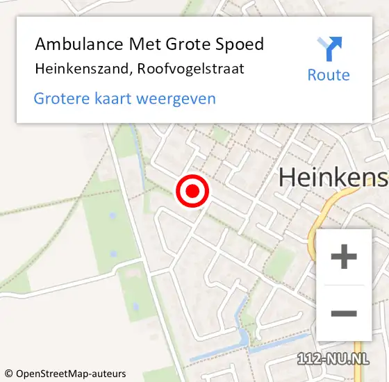 Locatie op kaart van de 112 melding: Ambulance Met Grote Spoed Naar Heinkenszand, Roofvogelstraat op 21 februari 2015 08:01