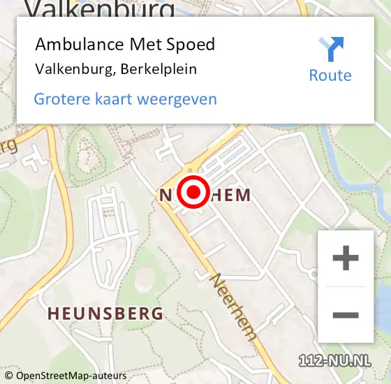 Locatie op kaart van de 112 melding: Ambulance Met Spoed Naar Valkenburg, Berkelplein op 21 februari 2015 08:20