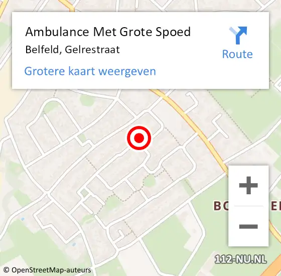 Locatie op kaart van de 112 melding: Ambulance Met Grote Spoed Naar Belfeld, Gelrestraat op 21 februari 2015 08:41