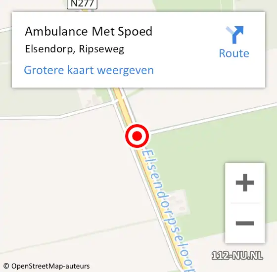 Locatie op kaart van de 112 melding: Ambulance Met Spoed Naar Elsendorp, Ripseweg op 21 februari 2015 09:38