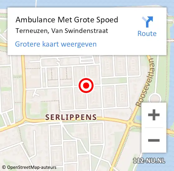 Locatie op kaart van de 112 melding: Ambulance Met Grote Spoed Naar Terneuzen, Van Swindenstraat op 21 februari 2015 09:39