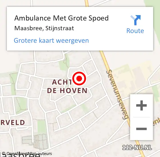 Locatie op kaart van de 112 melding: Ambulance Met Grote Spoed Naar Maasbree, Stijnstraat op 21 februari 2015 09:39