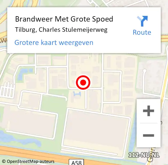 Locatie op kaart van de 112 melding: Brandweer Met Grote Spoed Naar Tilburg, Charles Stulemeijerweg op 21 februari 2015 09:40