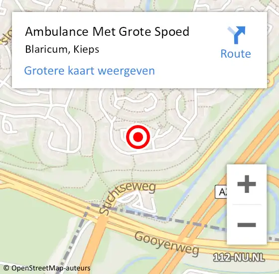Locatie op kaart van de 112 melding: Ambulance Met Grote Spoed Naar Blaricum, Kieps op 21 februari 2015 09:45