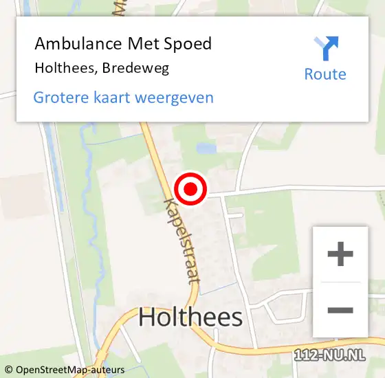 Locatie op kaart van de 112 melding: Ambulance Met Spoed Naar Holthees, Bredeweg op 21 februari 2015 09:49