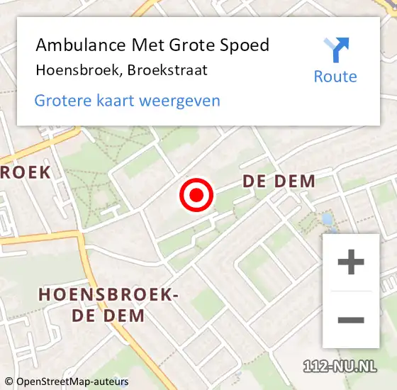 Locatie op kaart van de 112 melding: Ambulance Met Grote Spoed Naar Hoensbroek, Broekstraat op 21 februari 2015 10:17