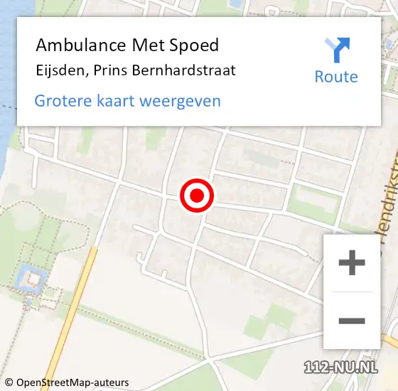 Locatie op kaart van de 112 melding: Ambulance Met Spoed Naar Eijsden, Prins Bernhardstraat op 21 februari 2015 10:33