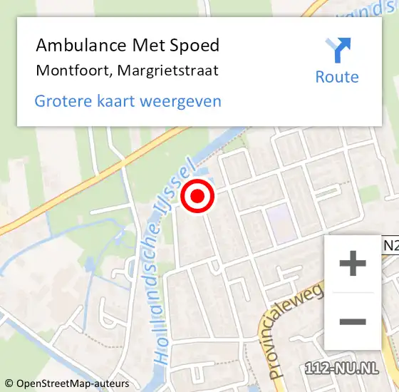 Locatie op kaart van de 112 melding: Ambulance Met Spoed Naar Montfoort, Margrietstraat op 21 februari 2015 10:38